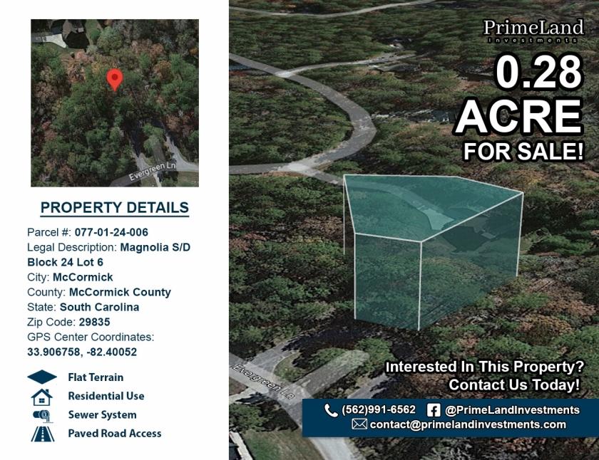  0.28 Acres for Sale in Mccormick, South Carolina