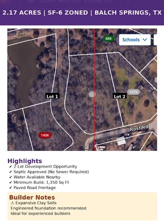 2.17 Acres for Sale in Balch Springs, Texas