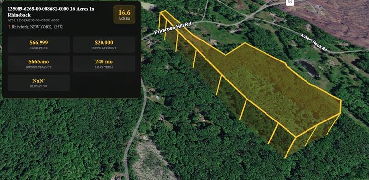 16.6 Acres for Sale in Rhinebeck, New York