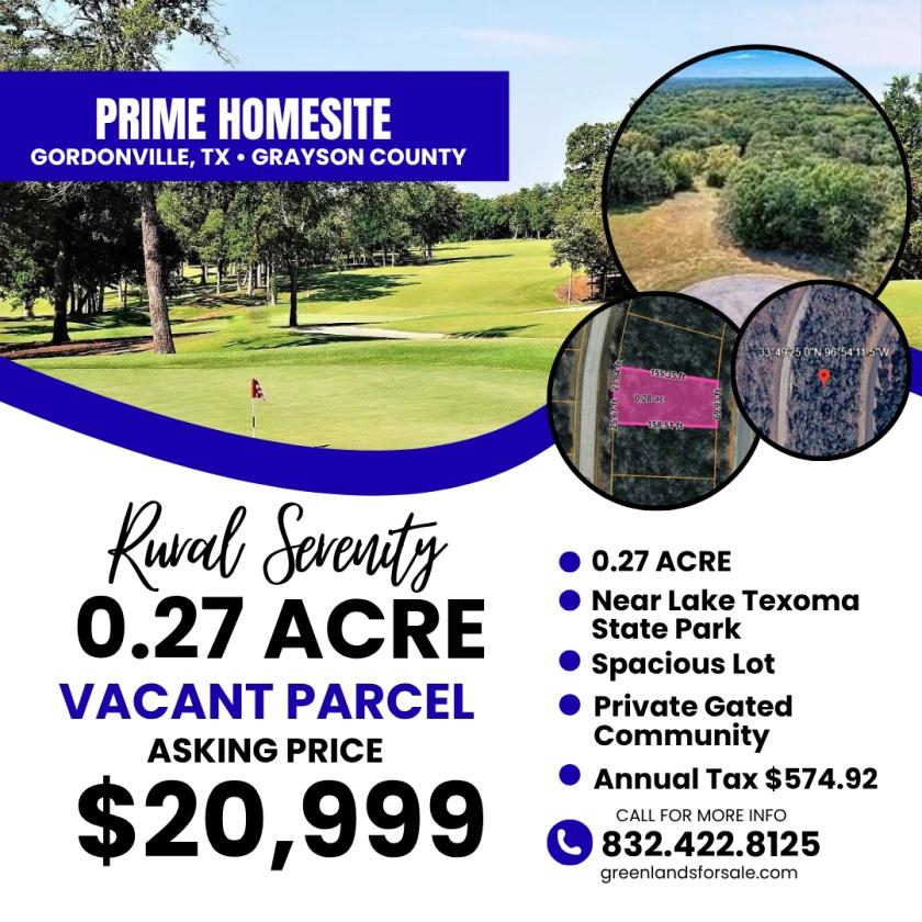 0.27 Acres for Sale in Gordonville, Texas
