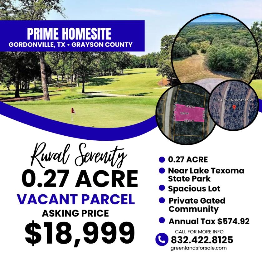 0.27 Acres for Sale in Gordonville, Texas